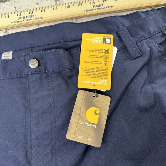 Carhartt Mens Cargo Pants 50x30 Navy Blue Rugged Flex Straight Fit Workwear New - Picture 7 of 11